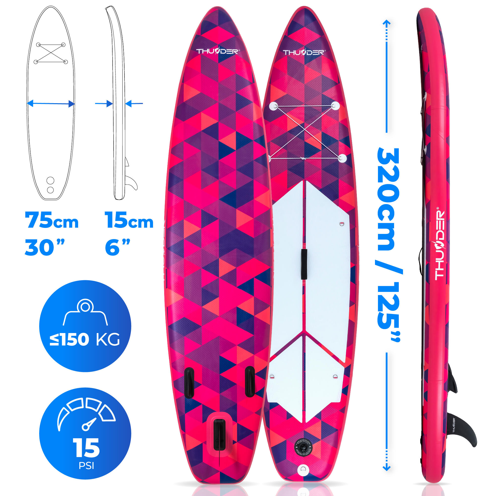 Planche de SUP gonflable avec accessoires THUNDER VOLA 320cm 2/8