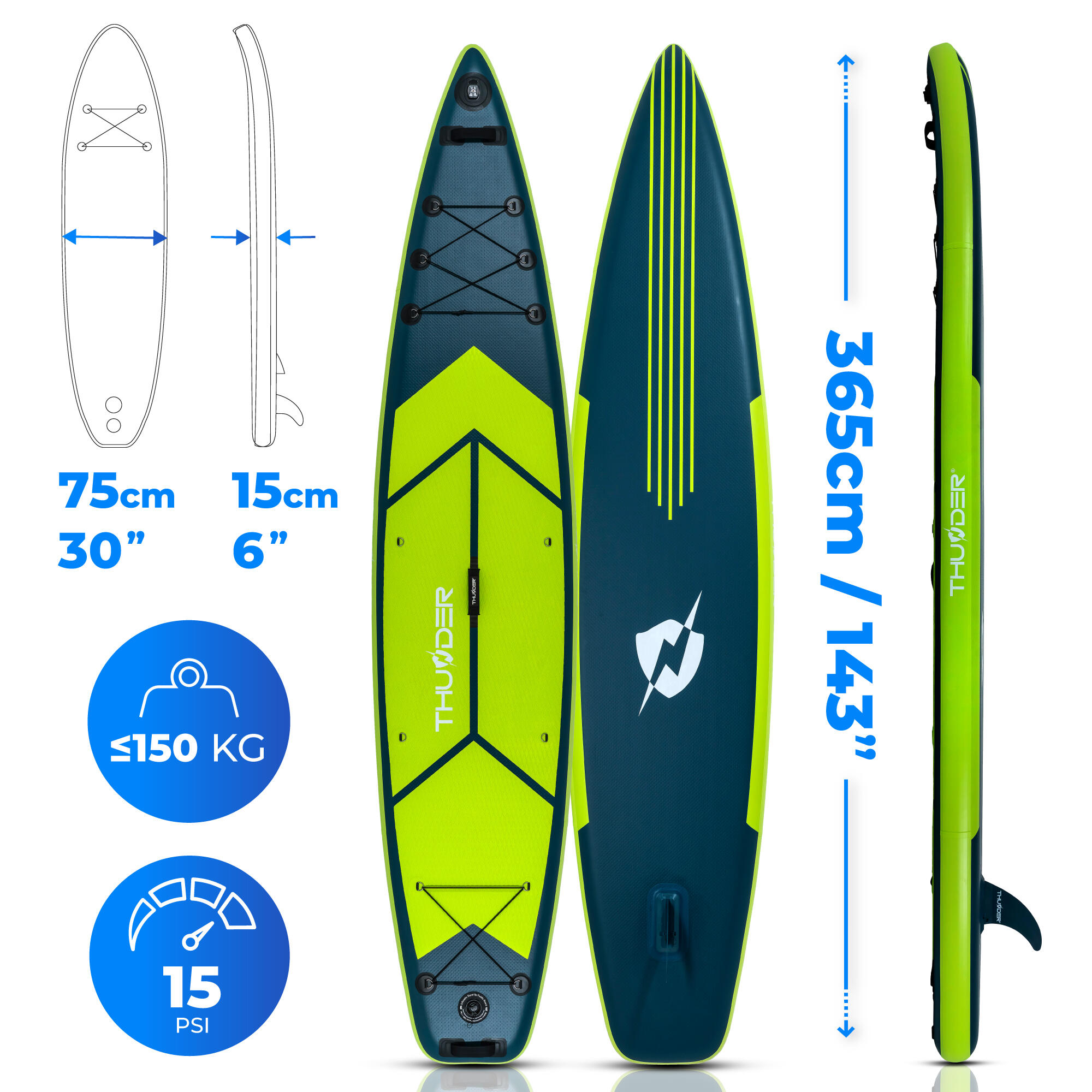 Opblaasbaar SUP-board met accessoires THUNDER VISO 365cm 2/8