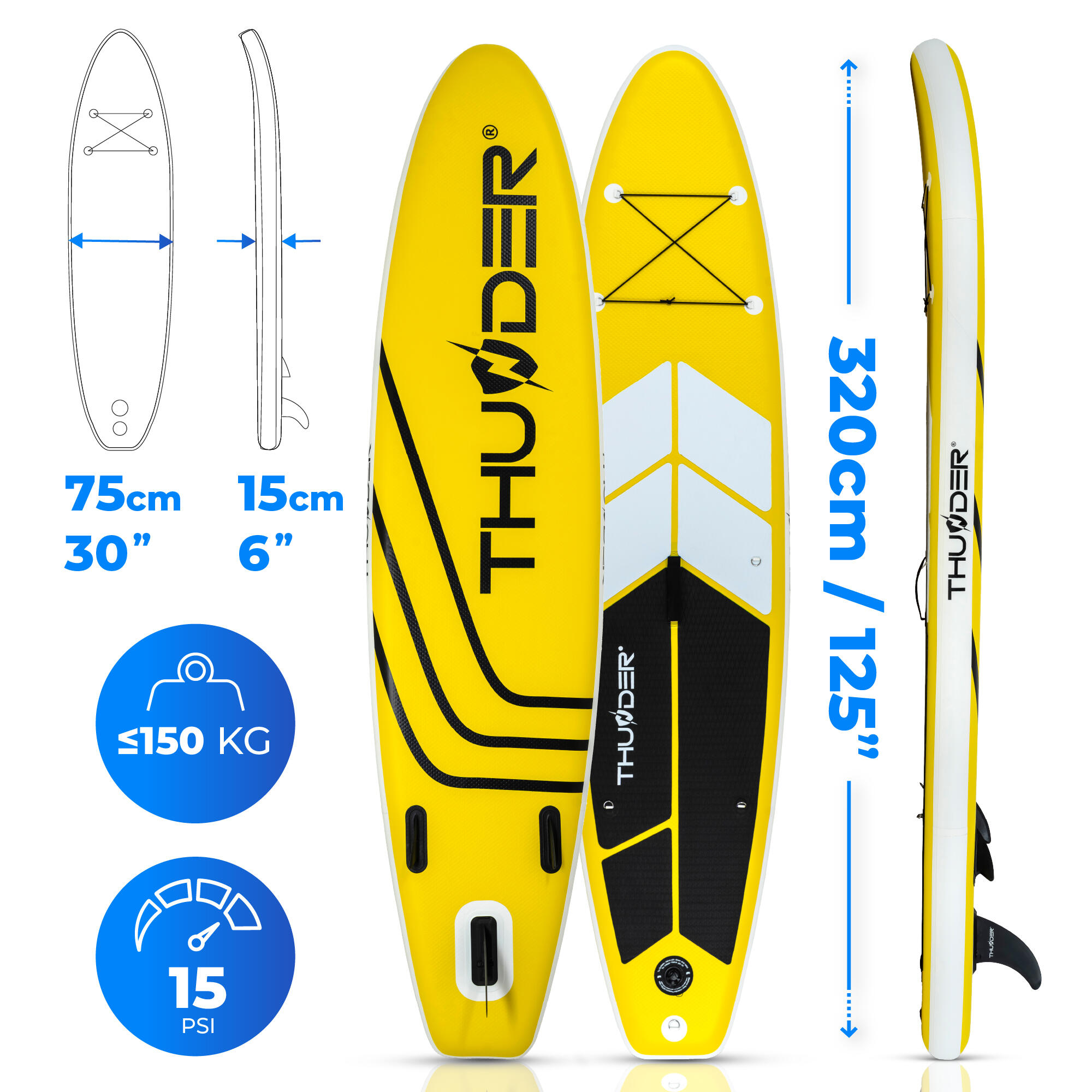 Opblaasbaar SUP-board met accessoires THUNDER COAST-YELLOW 320cm 2/8