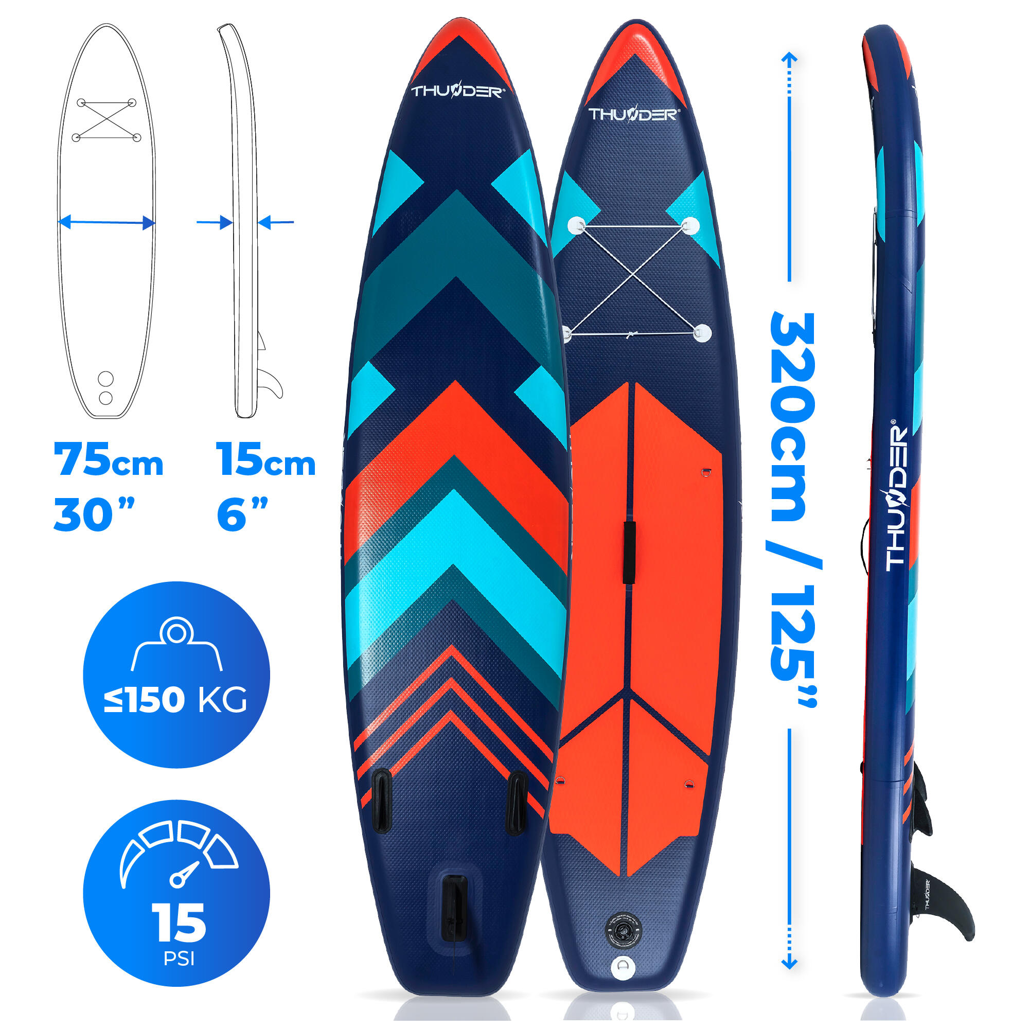 Planche de SUP gonflable avec accessoires THUNDER STRIPES 320cm 2/8