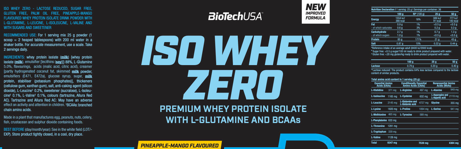 BIOTECH ISO WHEY ZERO 908 g - PINEAPPLE-MANGO 3/3