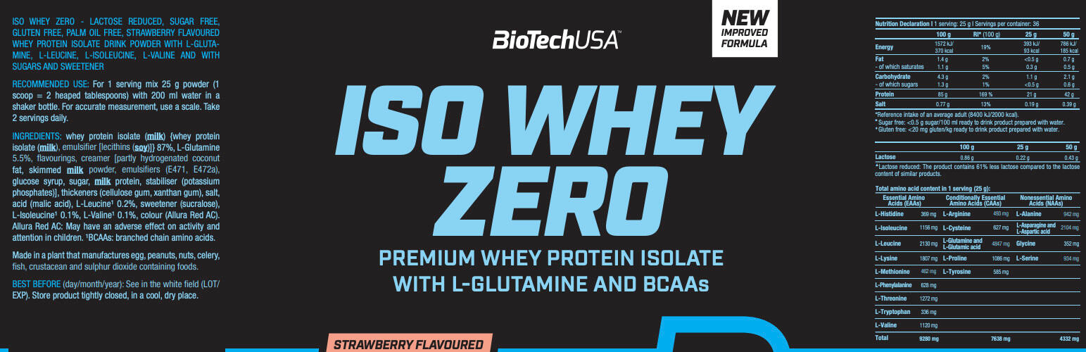Isolato di siero di latte - Iso Whey Zero - Fragola 3/5