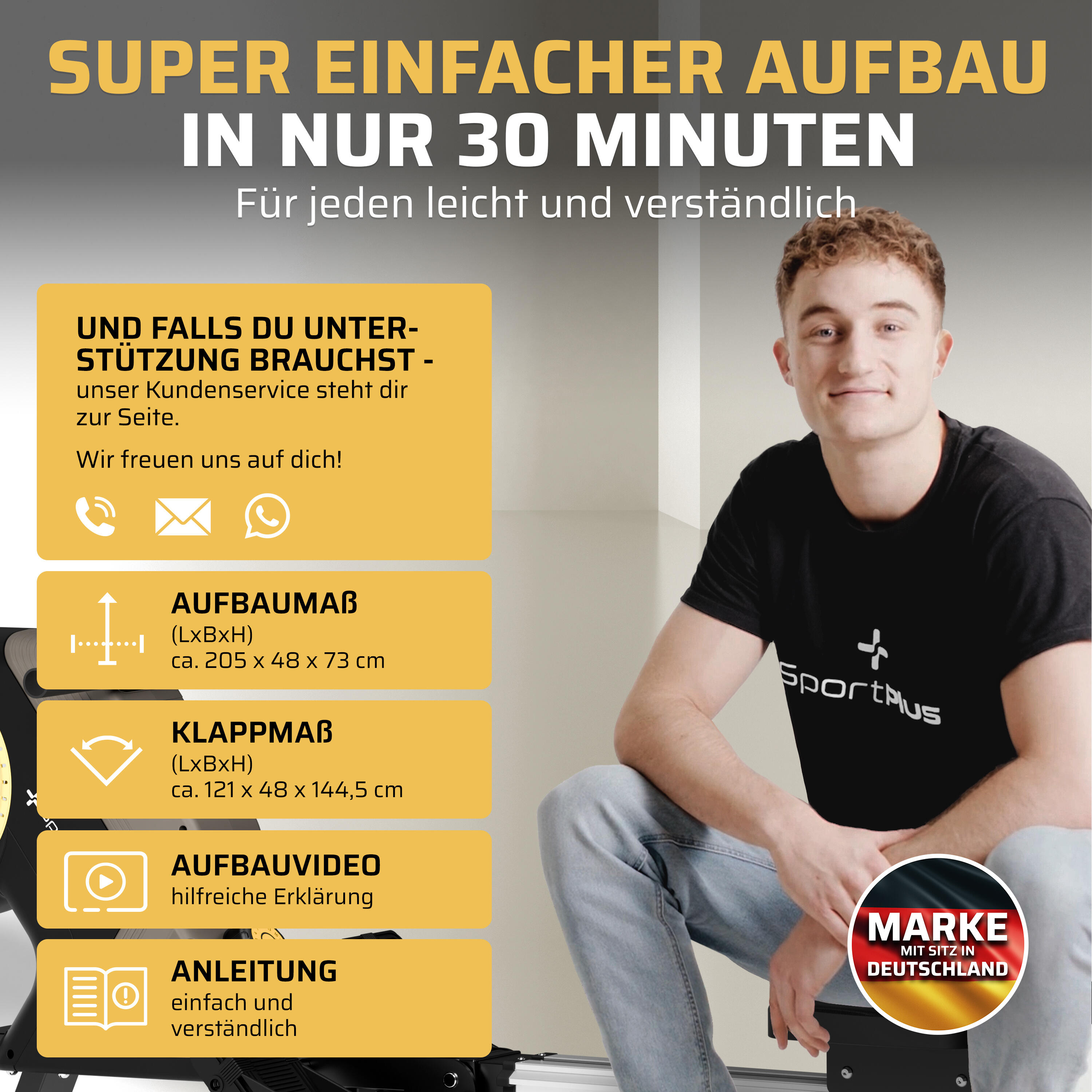 SportPlus Rudergerät mit 16 Widerstandsstufen, Magnetbremssystem & Klappfunktion 6/7