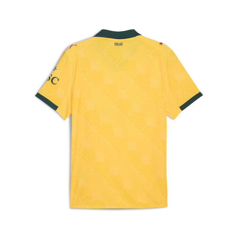 Tricou fotbal bărbați badge AC Milan, polo la gât Authentic 25/26, galben PUMA