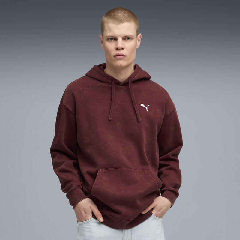 Pulover alergare bărbați cu glugă, Essentials Elevated, roșu PUMA