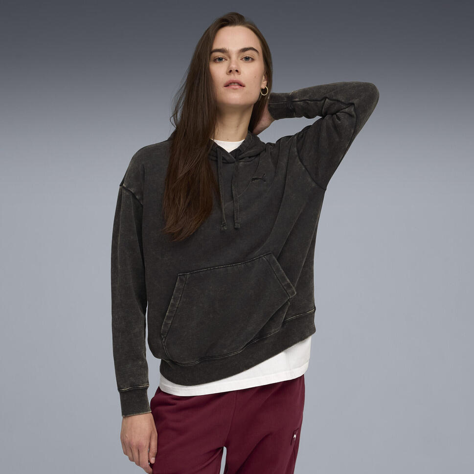 Damska bluza z kapturem Essentials Elevated o luźnym kroju z efektem sprania