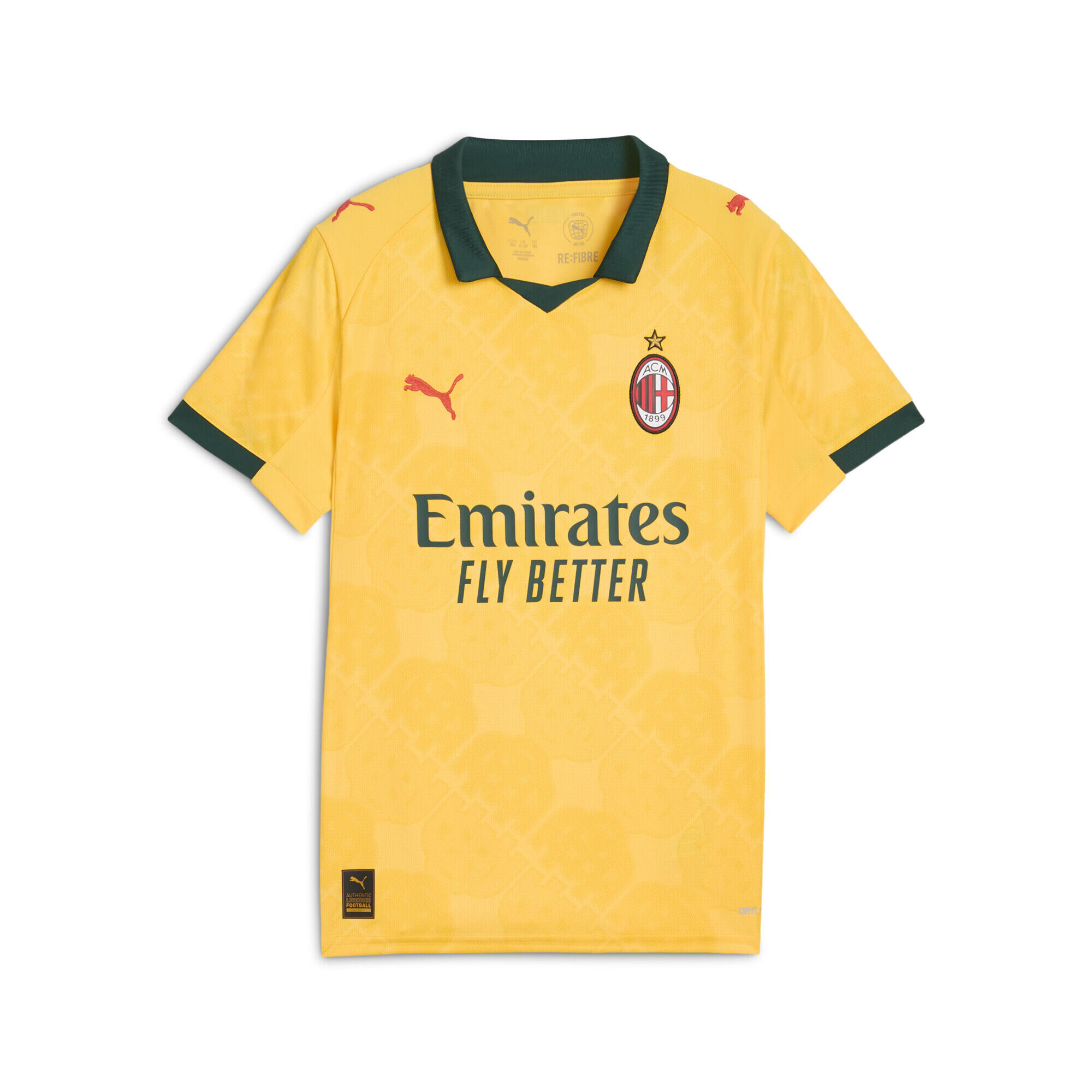 Tricou fotbal copii badge AC Milan 25/26 Ausweichtrikot, galben PUMA