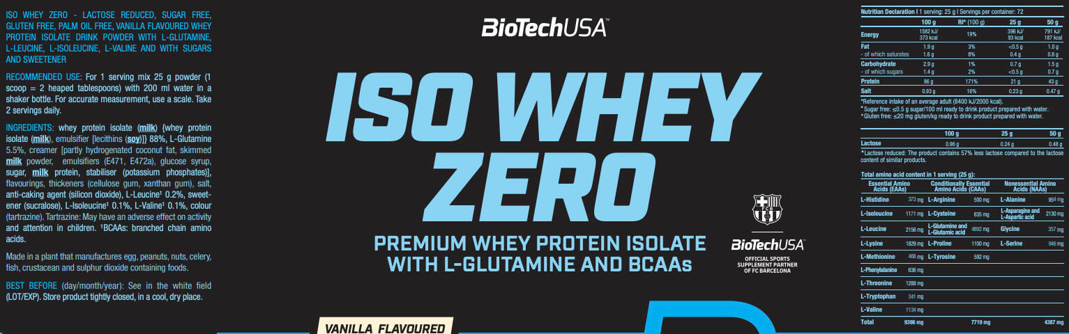 Wei-isolaat - Iso Whey Zero (1816 G) - Vanille 3/4