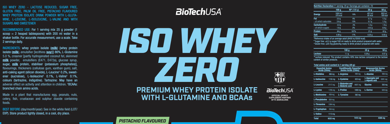 Iso Whey Zero - 1816 g Pistache Biotech USA 3/6