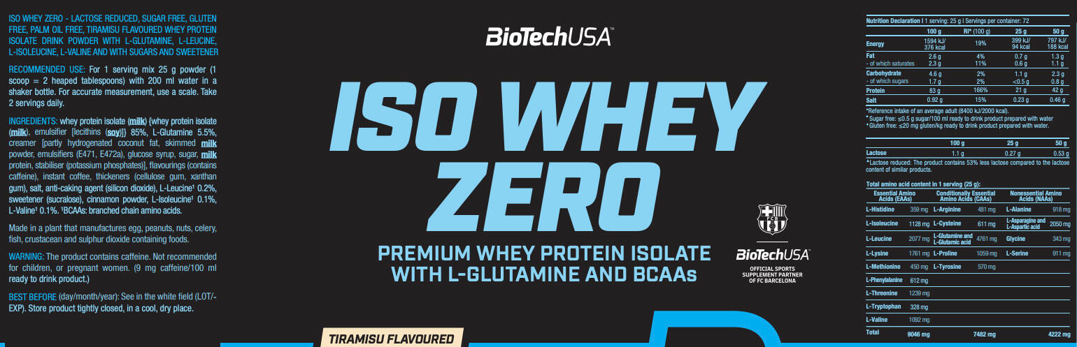 Iso Whey Zero - 1816g Tiramisú Biotech USA 3/6