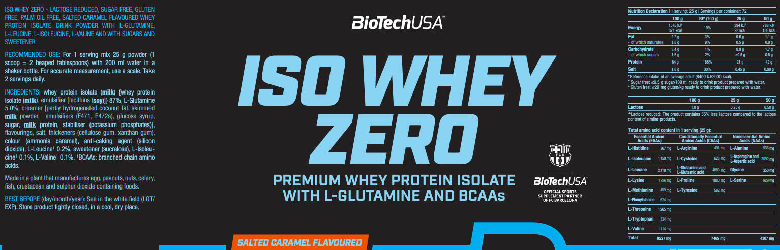 Wei-isolaat - Iso Whey Zero (1816 G) - Gezouten Karamel 3/4