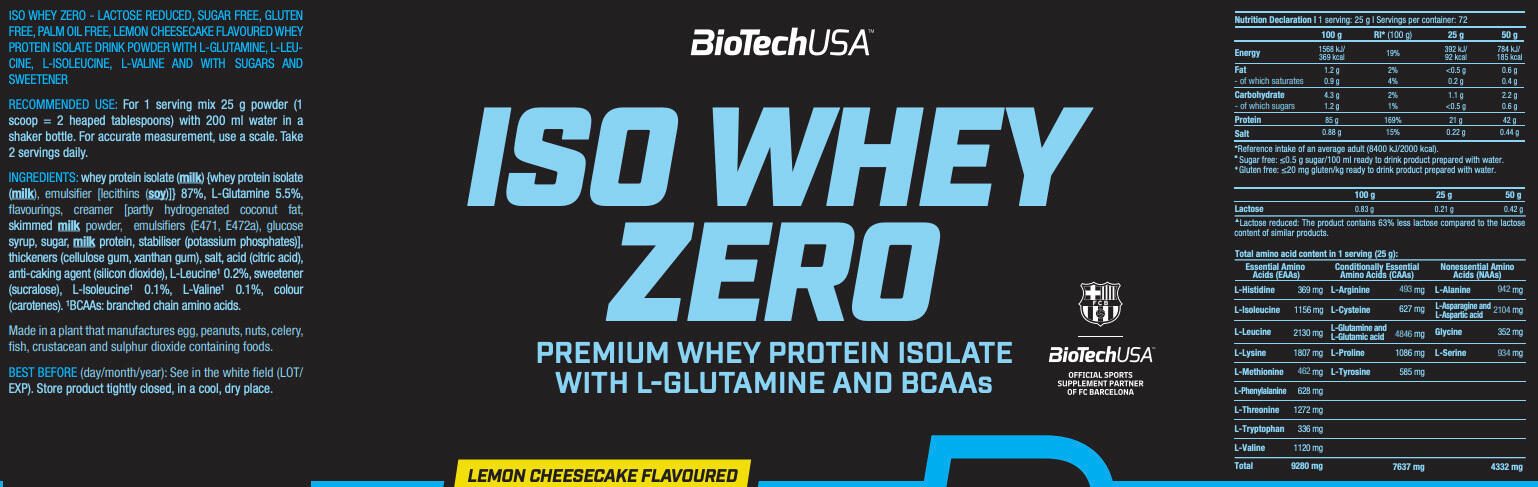 Iso Whey Zero - 1816g Tarta de Queso con Limon Biotech USA 3/6