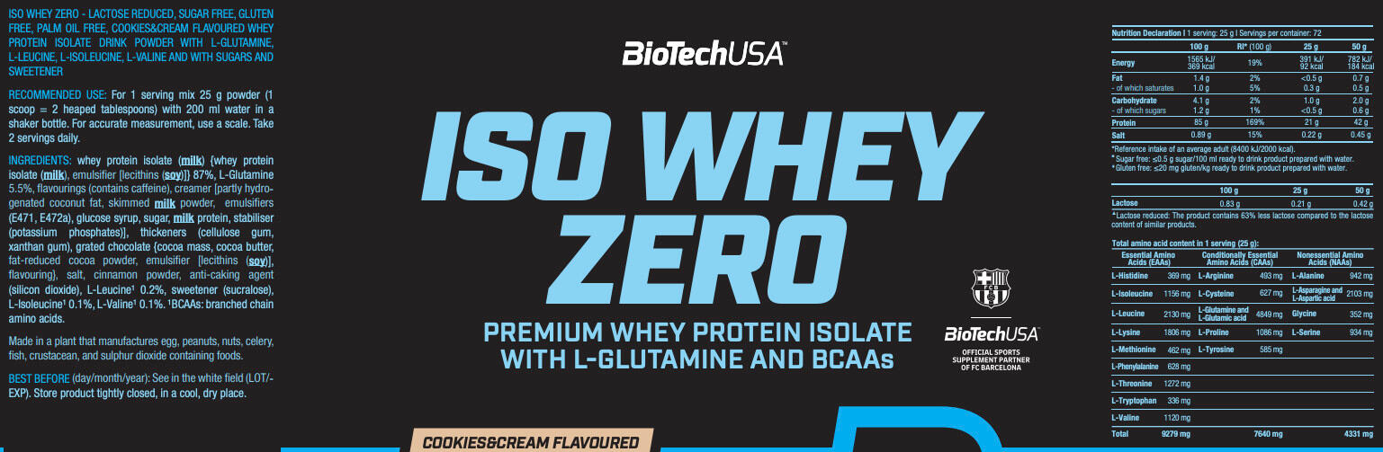 Wei-isolaat - Iso Whey Zero (1816 G) - Koekjes & Crème 3/4