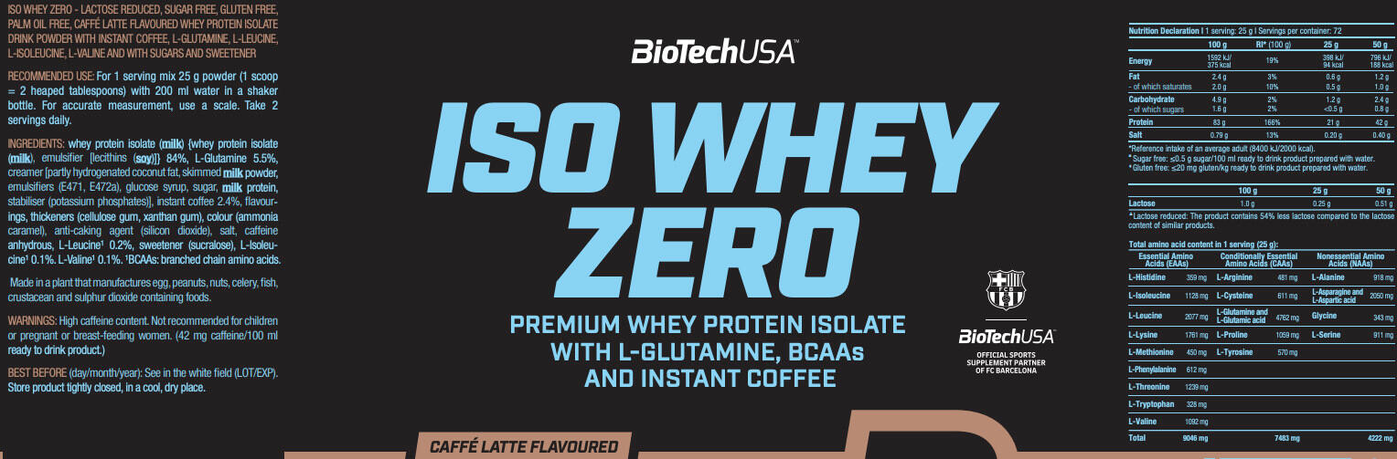 Iso Whey Zero - 1816 g Caffe Latte Biotech USA 3/6