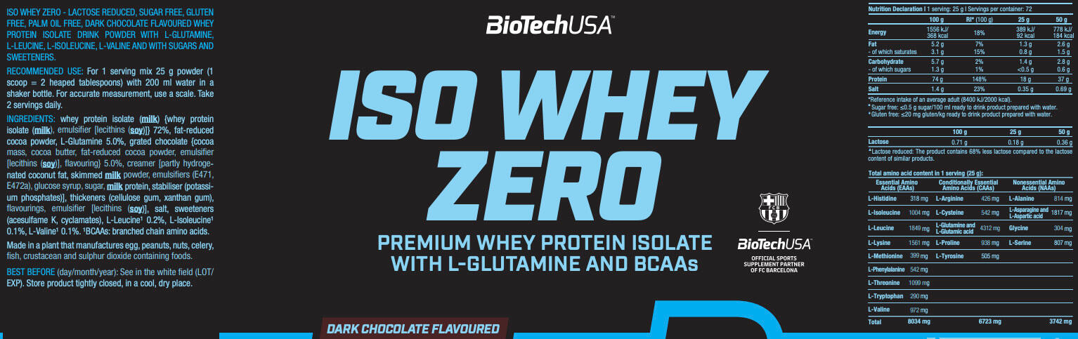 Iso Whey Zero - 1816g Chocolate Negro Biotech USA 3/5