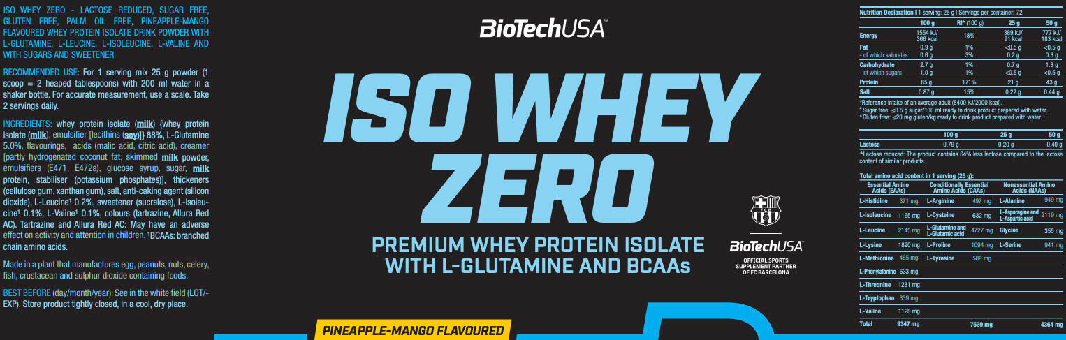 Iso Whey Zero - 1816 g Ananas Mango Biotech USA 3/6