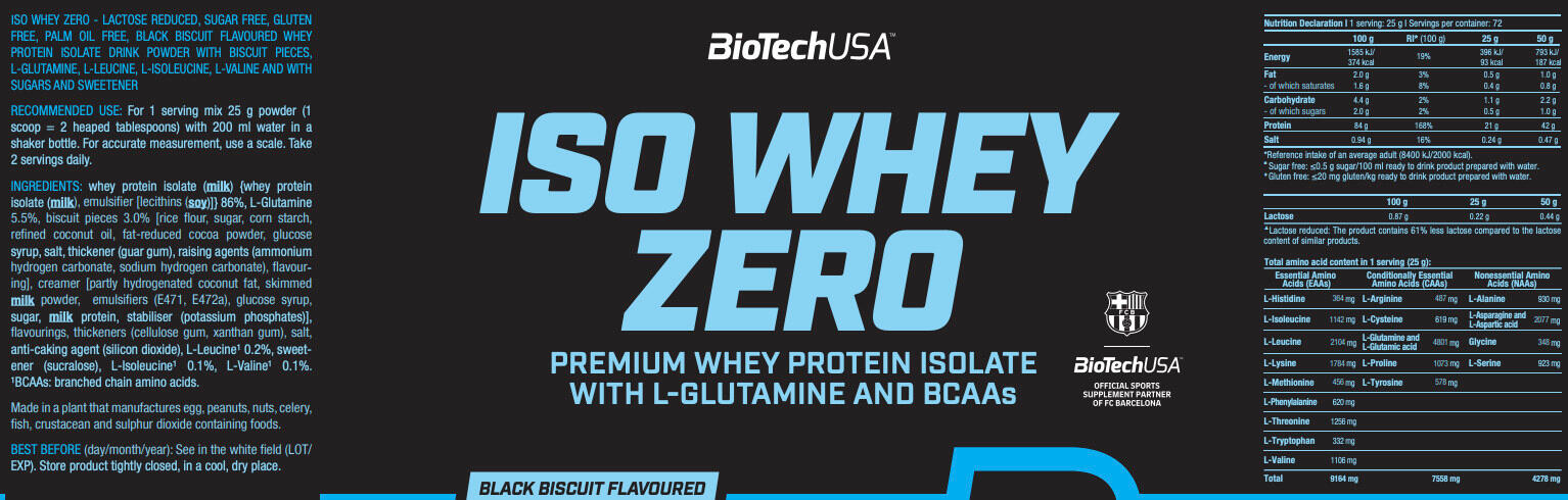 Iso Whey Zero - 1816g Zwarte Koekjes Biotech USA 3/6