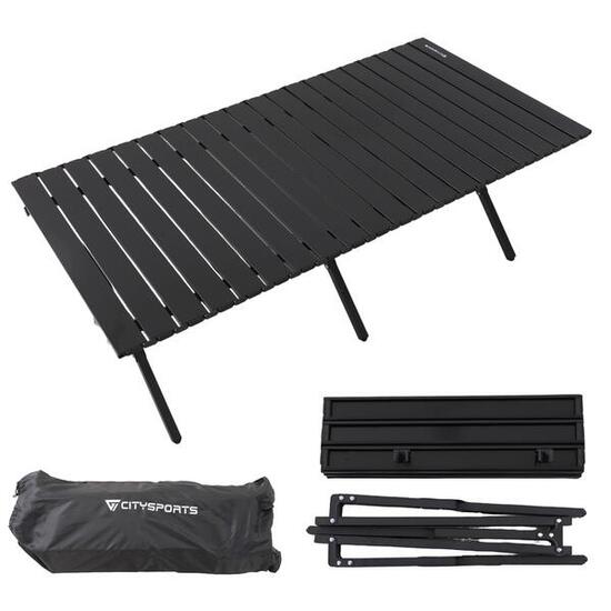 Table de Camping Roulante Pliante,Table de Jardin.4-6 Personnes.Noir