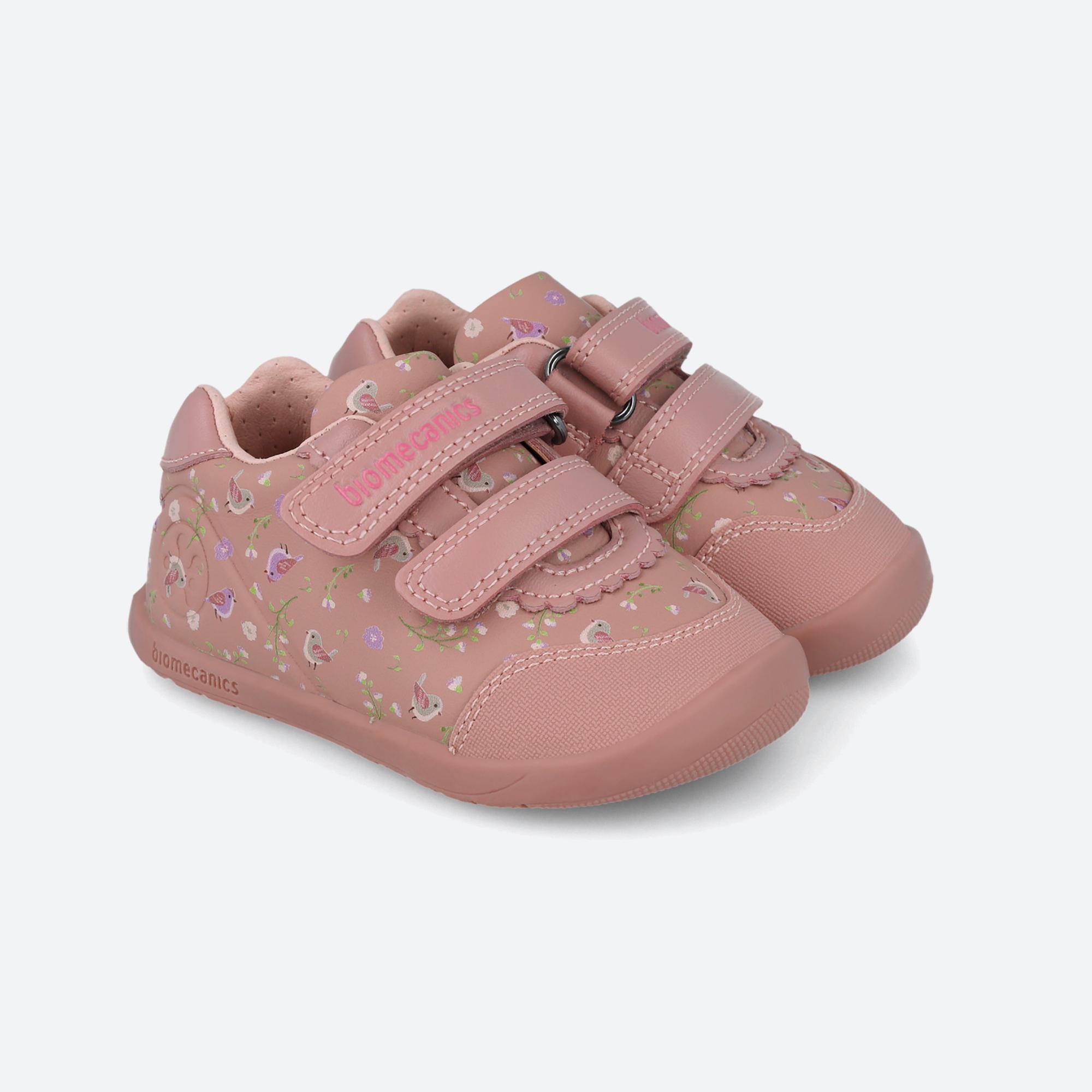 Sapatilhas Primeiros Passos Barefoot Bebê Biomecanics 251150B Rosa Adesivo 2/7