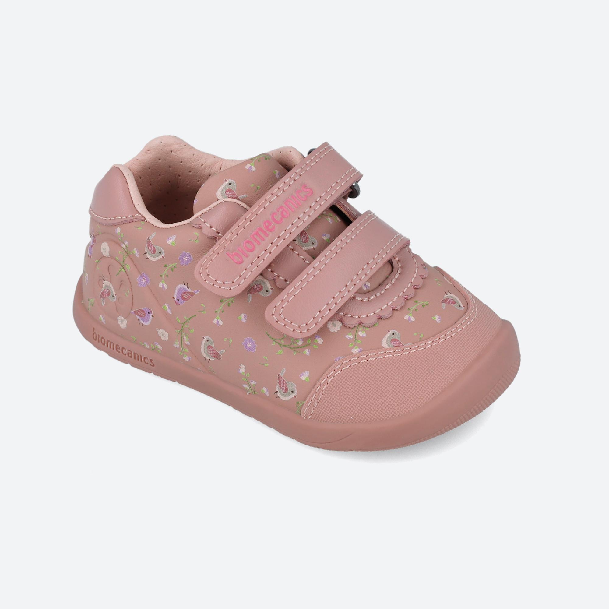 Sapatilhas Primeiros Passos Barefoot Bebê Biomecanics 251150B Rosa Adesivo 4/7