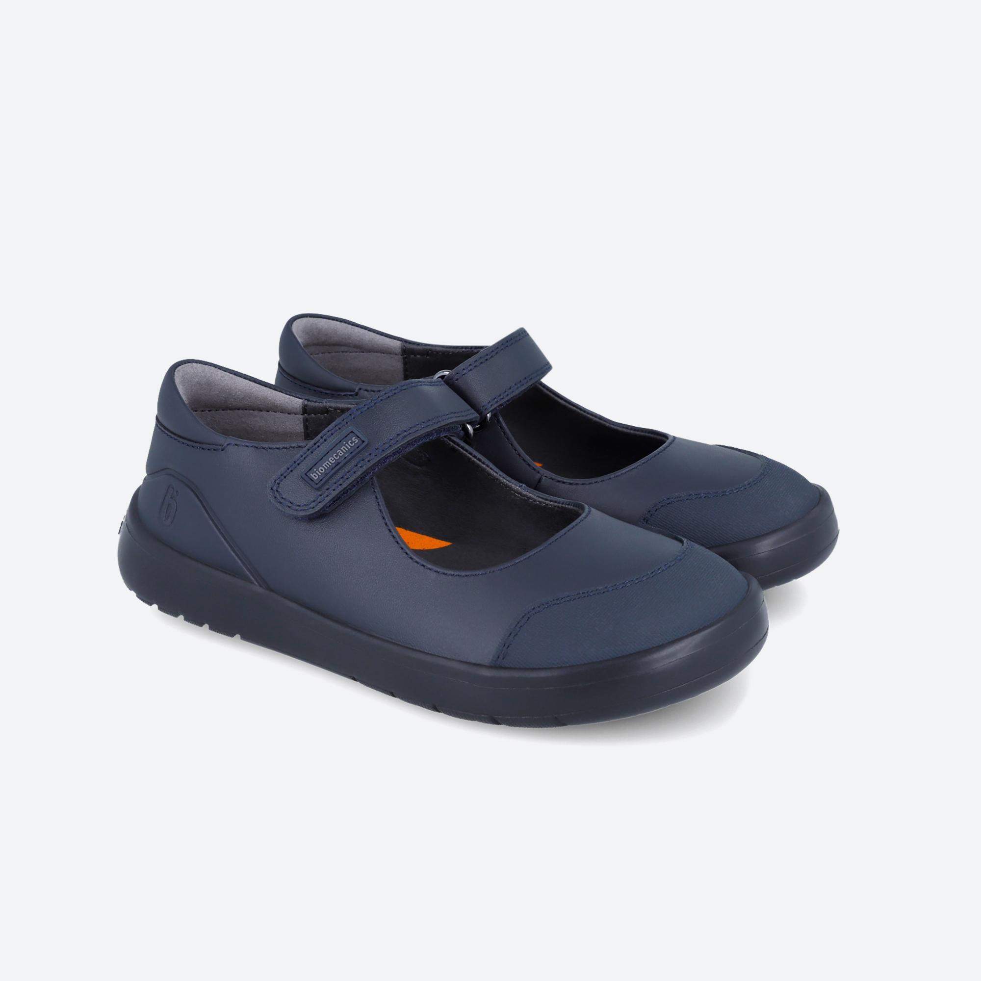 Mary Janes Escolares Barefoot Menina Biomecanics 251022B Azul Marinho Adesivo 2/6