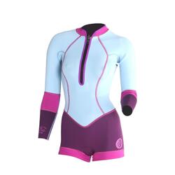 2/2 Unlimited -Zip Dos L/S Combinaison Shorty Surf Femme