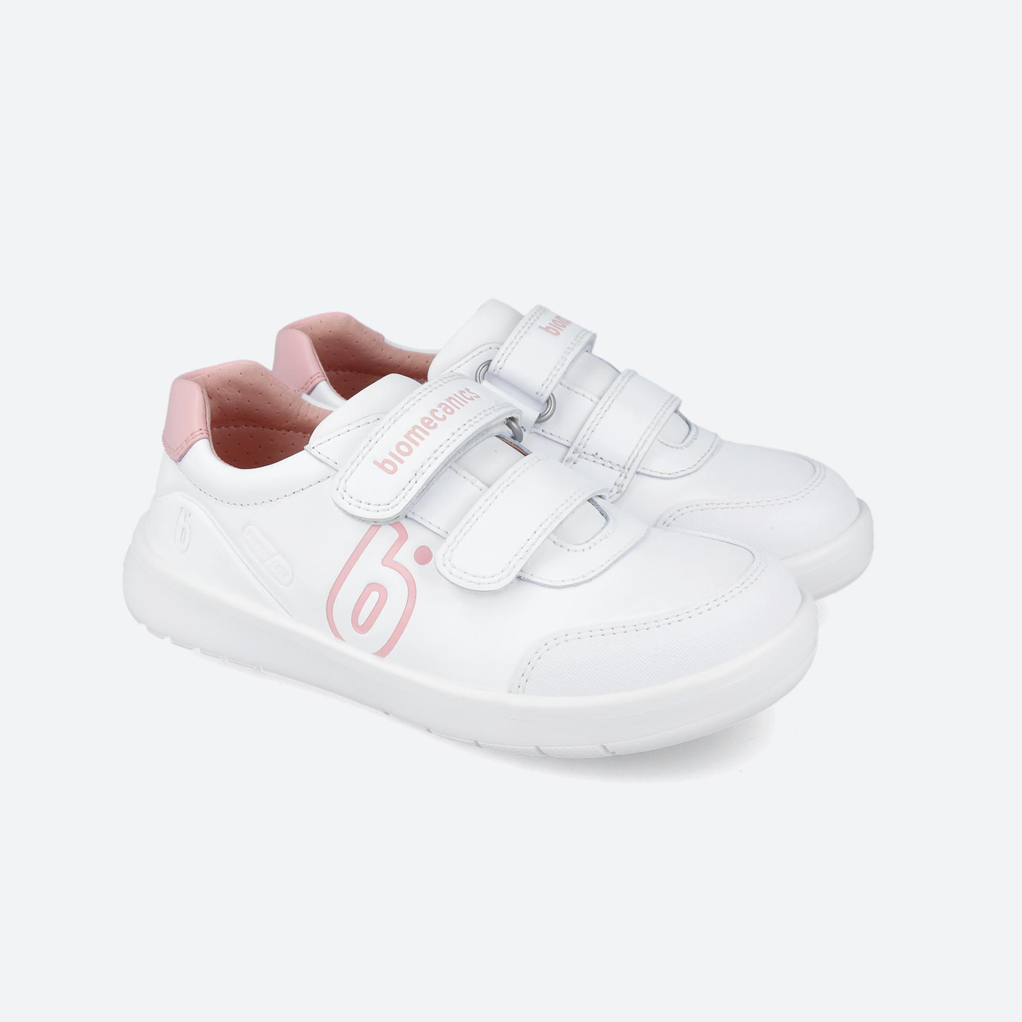 Sapatilhas Escolares Barefoot Menina Biomecanics 251020D Brancas Fecho Adesivo 2/6