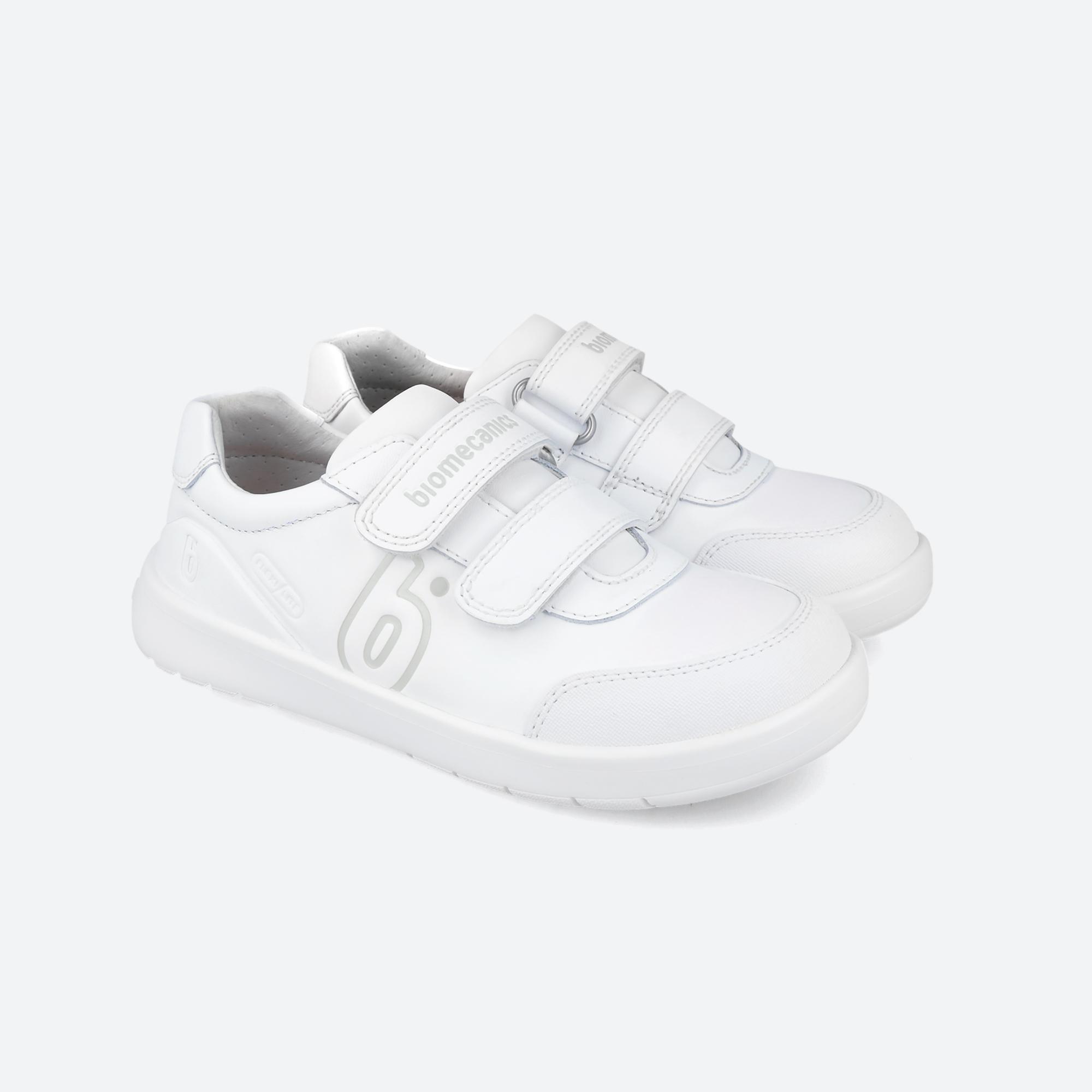 Sapatilhas Escolares Barefoot Infantis Biomecanics 251020E Brancas Adesivo 2/5