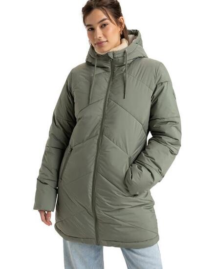 Lange Steppjacke mit Kapuze BETTER WEATHER Grün Frauen