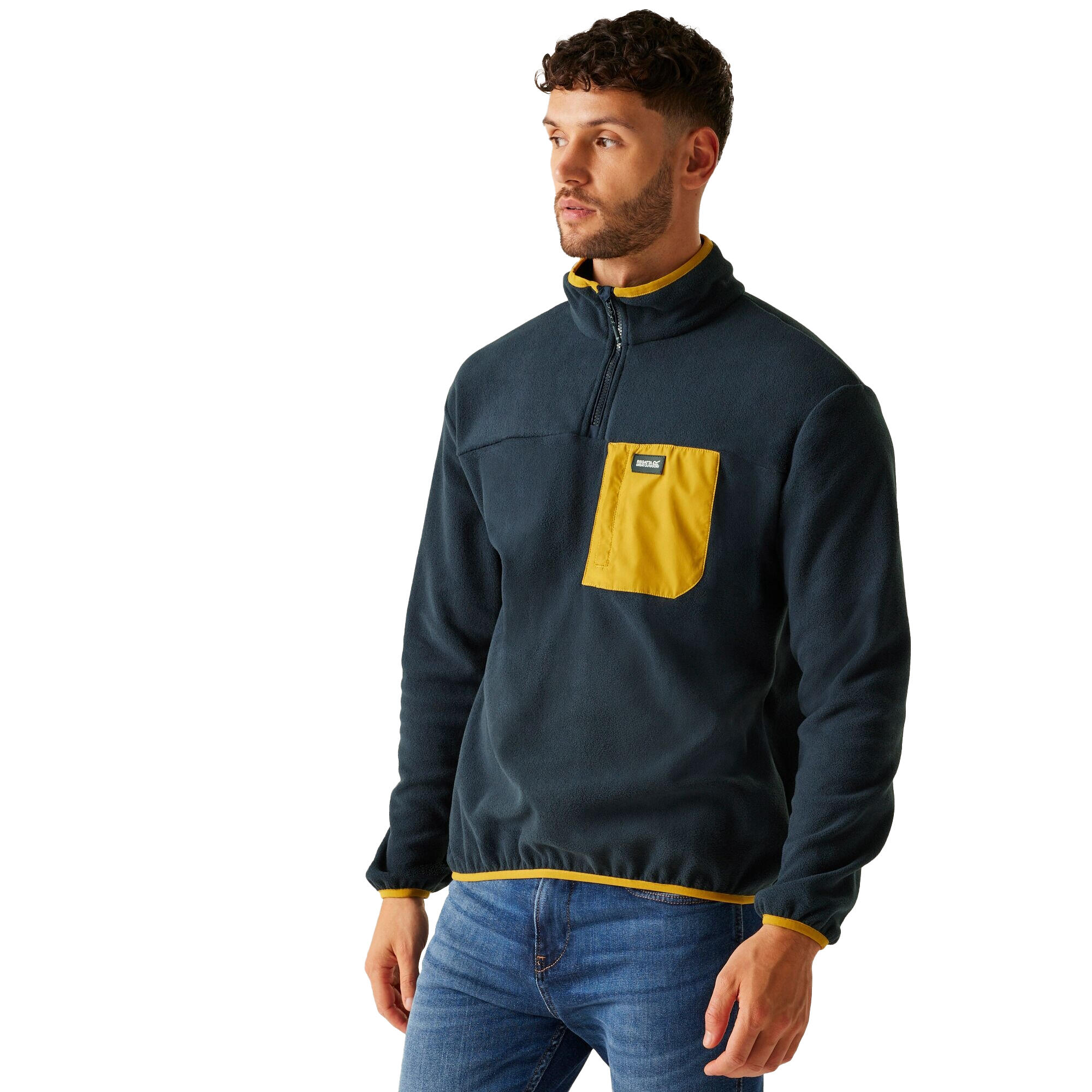 Felpa In Pile Mezza Cerniera Uomo Regatta Frankie Blu Navy Mostarda 4/5