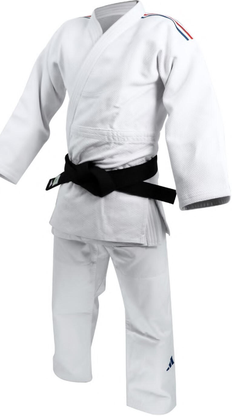 Judogi met blauw wit rode streep kind adidas Champion III 1/3