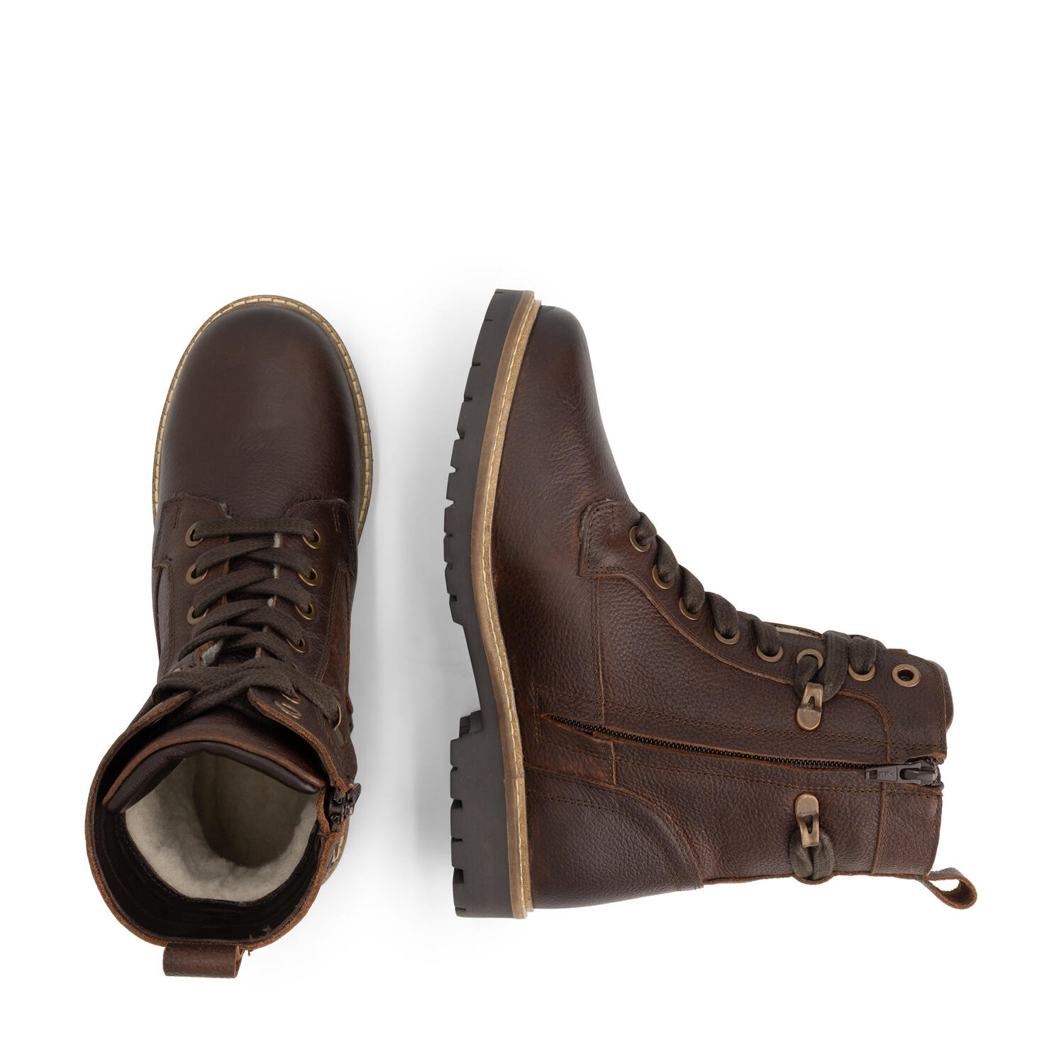 Kongsmark Femmes - Bottes à lacets - Doublées de laine - Marron foncé 4/6