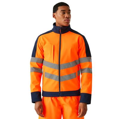 Heren hivis 3 layer soft shell jas (zwart/geel)