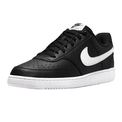 Heren court vision synthetisch leren trainers (zwart, wit)
