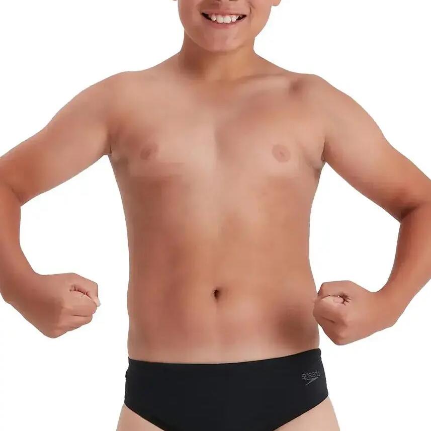 Speedo Boys Endurance+ Swim Briefs, Black/White, 5-6 Years