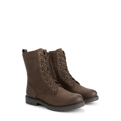 Bossvika dames - veterboots met rits - nubuck - donkerbruin