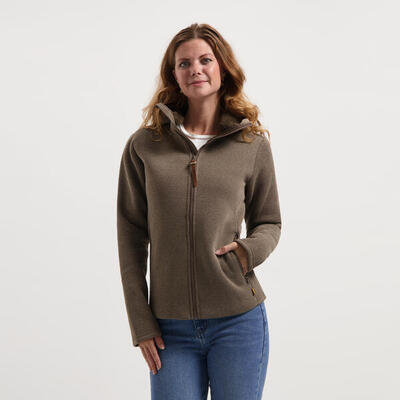 MGO Macy Damen - Outdoor-Strickjacke - Fleecejacke - Braun