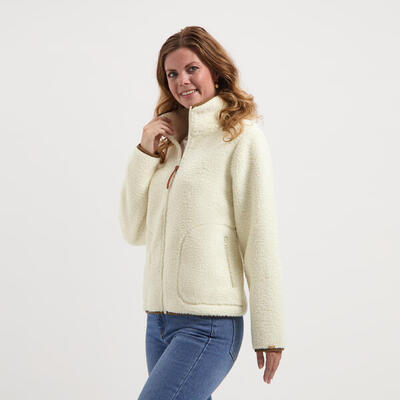 MGO Teddy Damen - Outdoor-Strickjacke - Fleece - Weiss