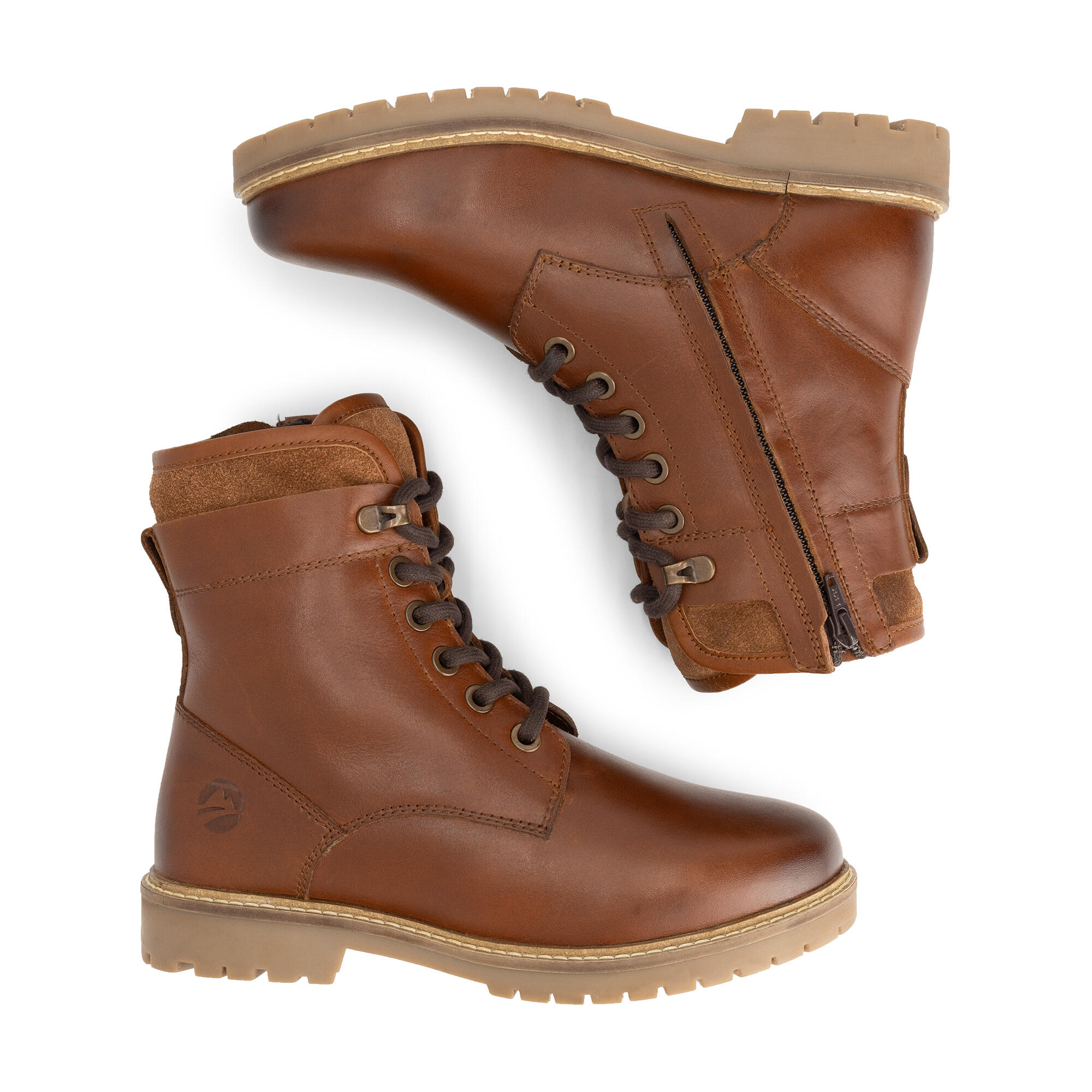 Larvik Femmes - Bottines à lacets - Doublure en laine - Cognac 4/7