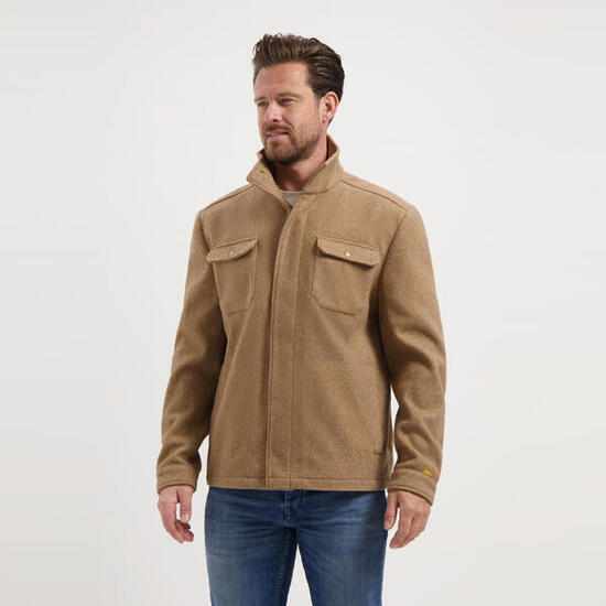 Cedric Herren - Übergangsjacke - Gevoerd - Wolle-look - Hellbraun