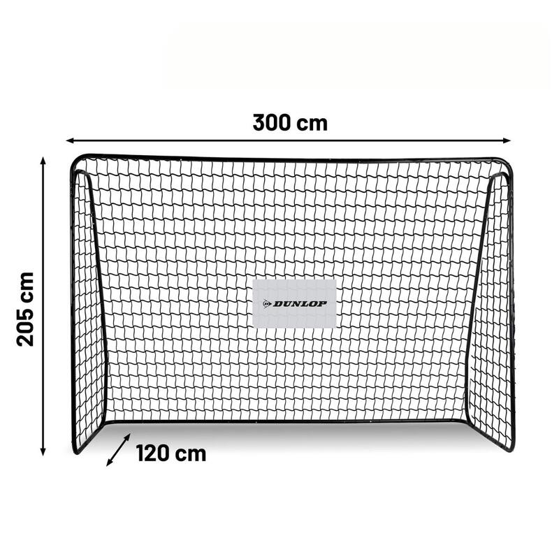 Poartă Fotbal Dunlop 300x205x120cm, Negru