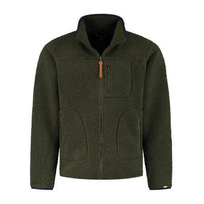 Mgo ted heren - outdoorvest - teddy fleece - donkergroen