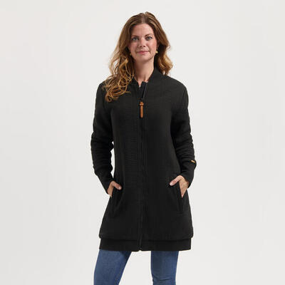 MGO Rosan Damen - Outdoor-Strickjacke - Fleece - Sweat - Schwarz