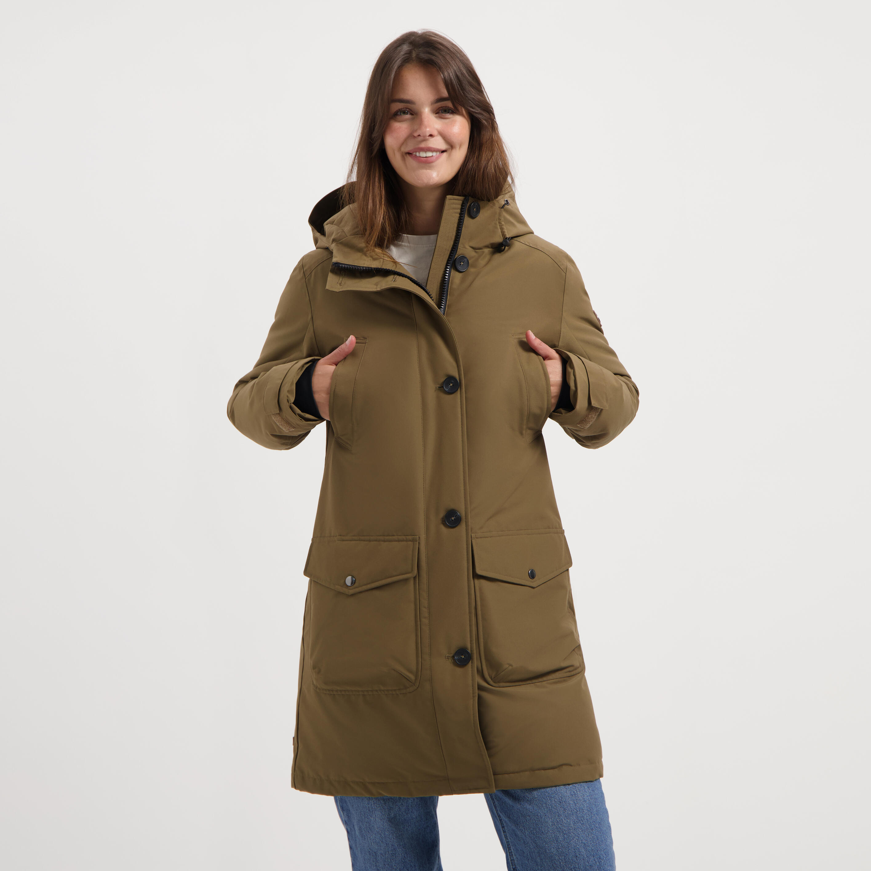 Travelin' - Ester Femmes - Parka - Imperméable - Bleu Marine - Doudoune Synthétique - Marron - Decathlon