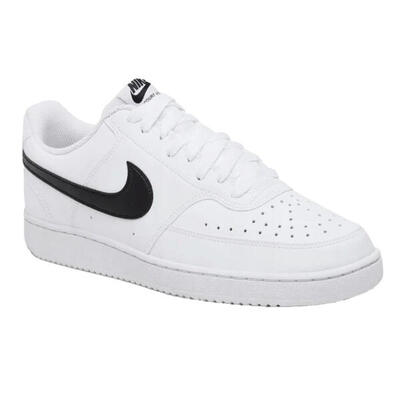 Heren court vision synthetisch leren trainers (zwart, wit)