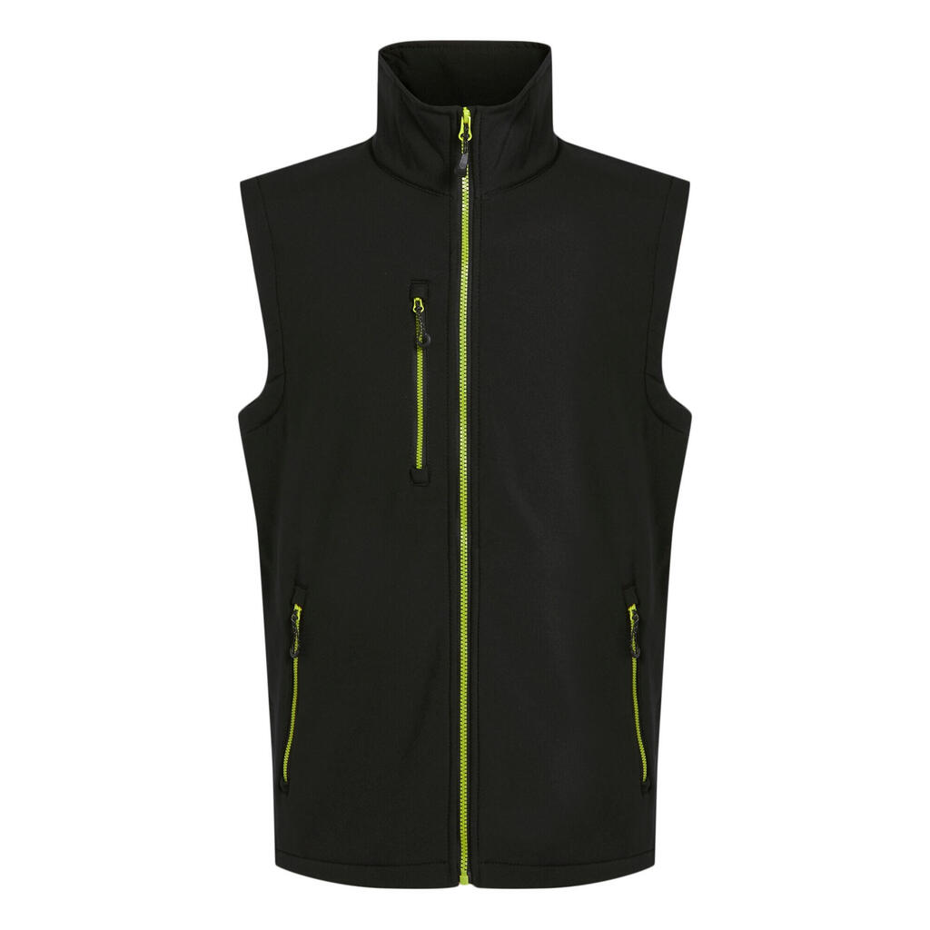 Mens Softshell 2 Layer Body Warmer (Black/Lime Green)
