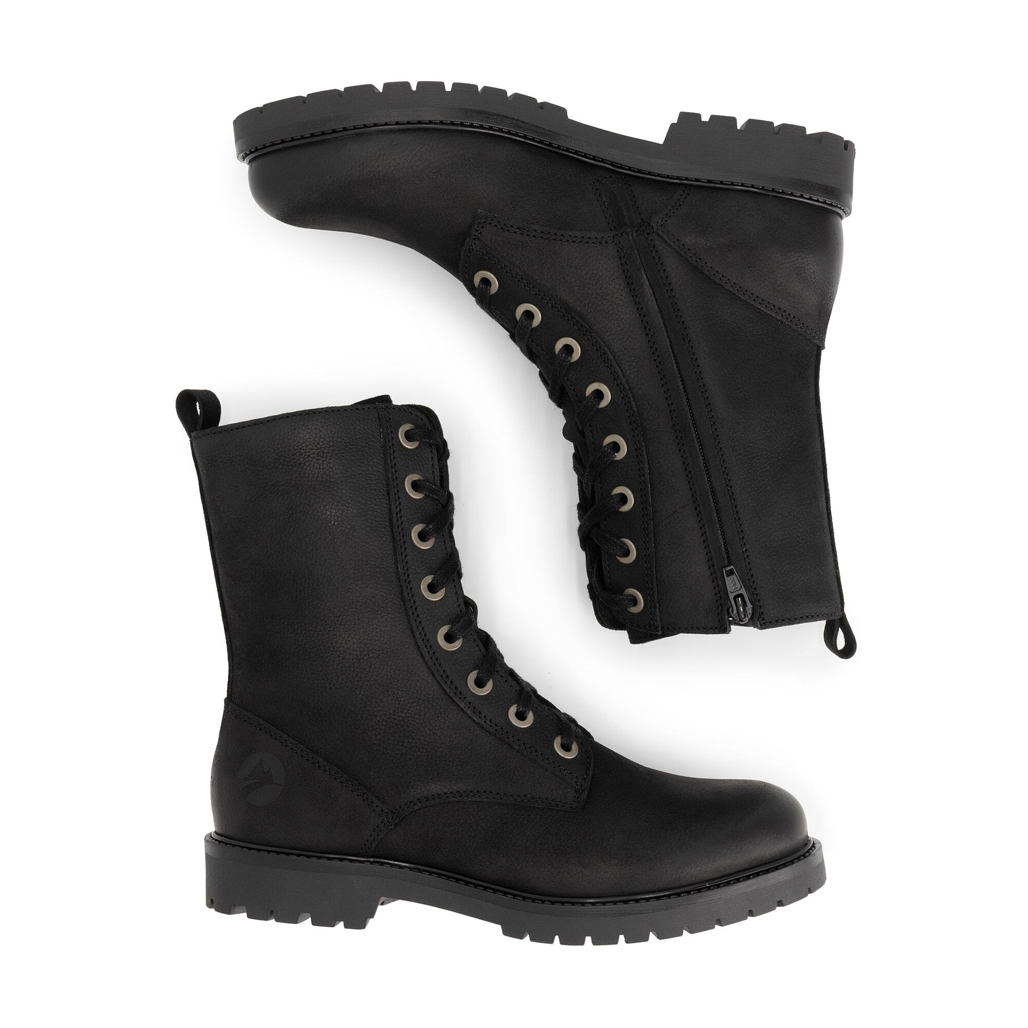 Bossvika Dames - Veterboots met rits - Nubuck - Zwart 4/7