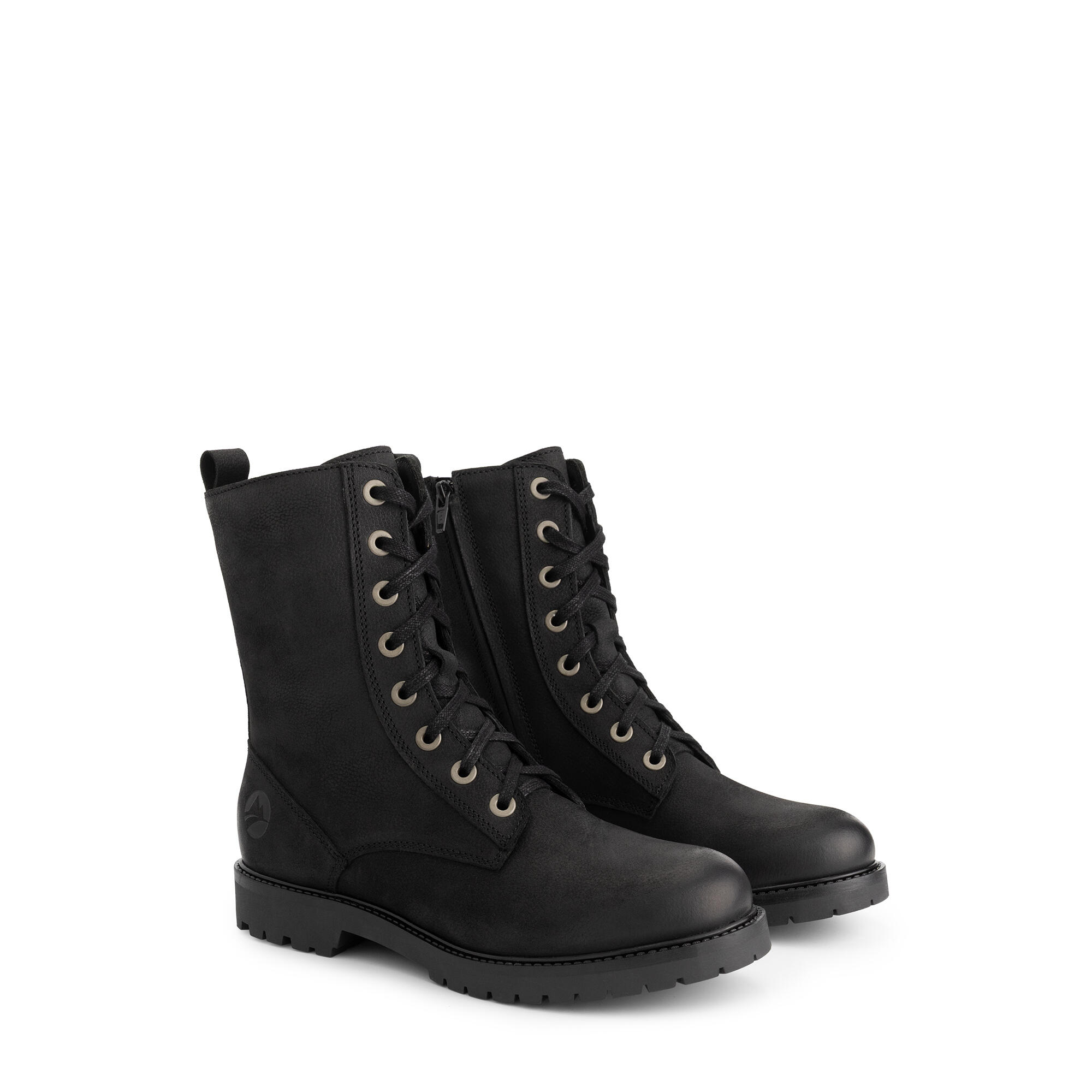 Bossvika Dames - Veterboots met rits - Nubuck - Zwart 1/7