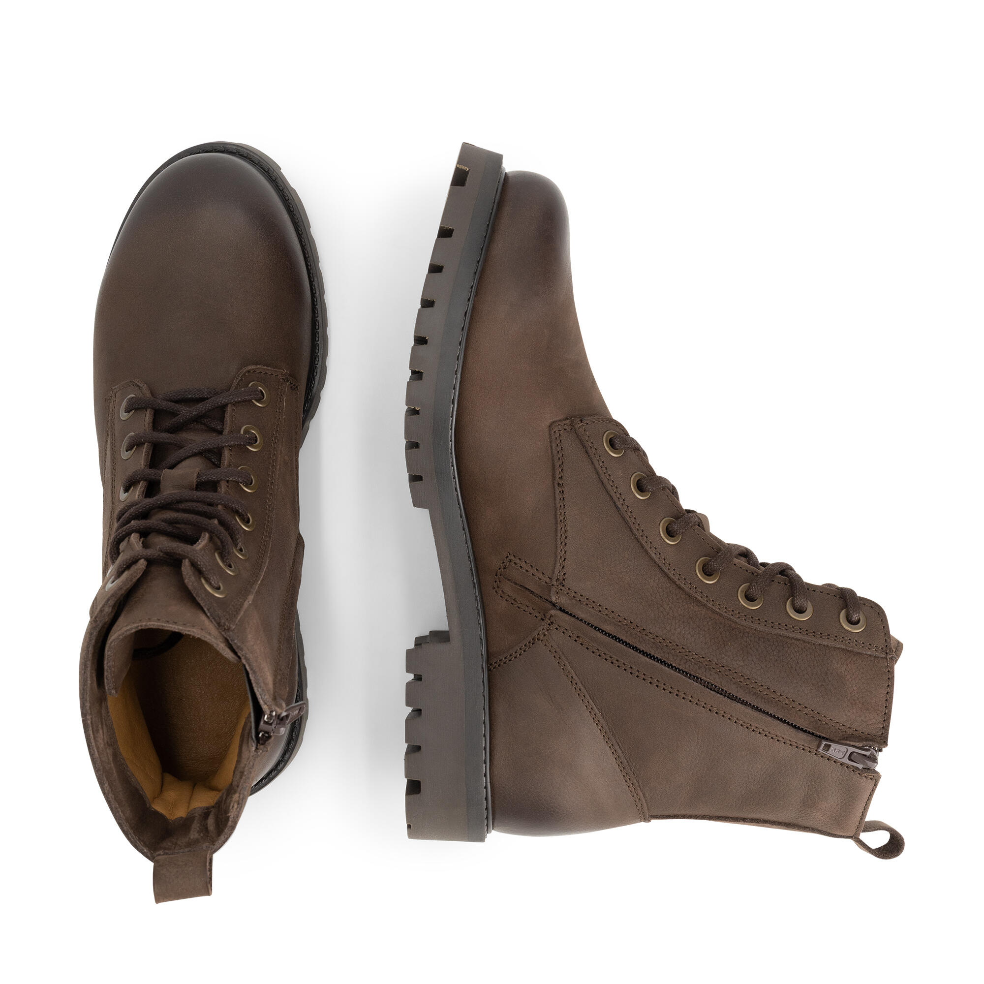 Akland Homme - Bottines à lacets - Nubuck - Fermeture éclair - Marron foncé 4/6