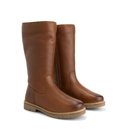Forde Femmes - Bottes hautes - Doublées de laine - Cognac